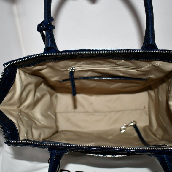 BRAHMIN Anchor Cirrus Contrast Trim Caroline Satchel in Anchor #S512437 00951 NW - Picture 2 of 10